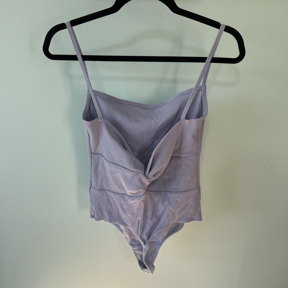 Abercrombie Soft A&F Rib Stretch Baby Blue Twist Back Thong Bodysuit Size L - Picture 6 of 8